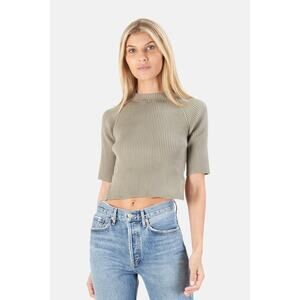 Naadam Twist Back Open Cashmere Sweater Top in Green